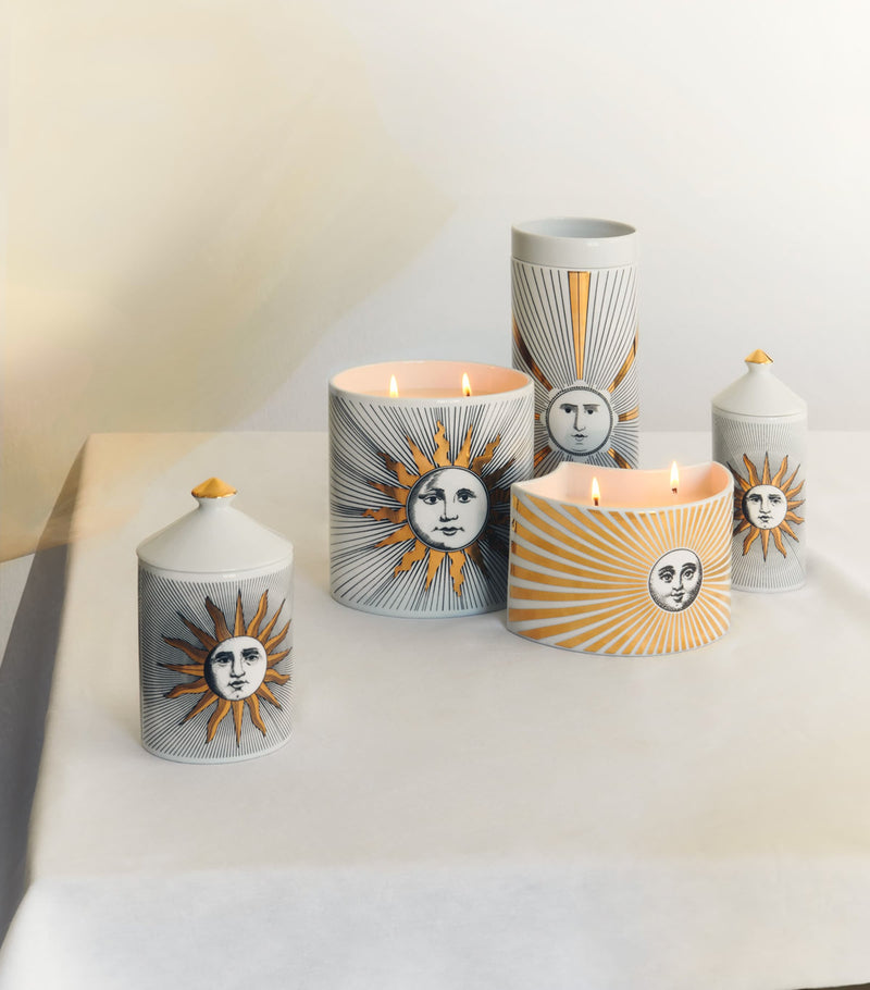 Fornasetti Tall Soli pillar candle 800g - British product