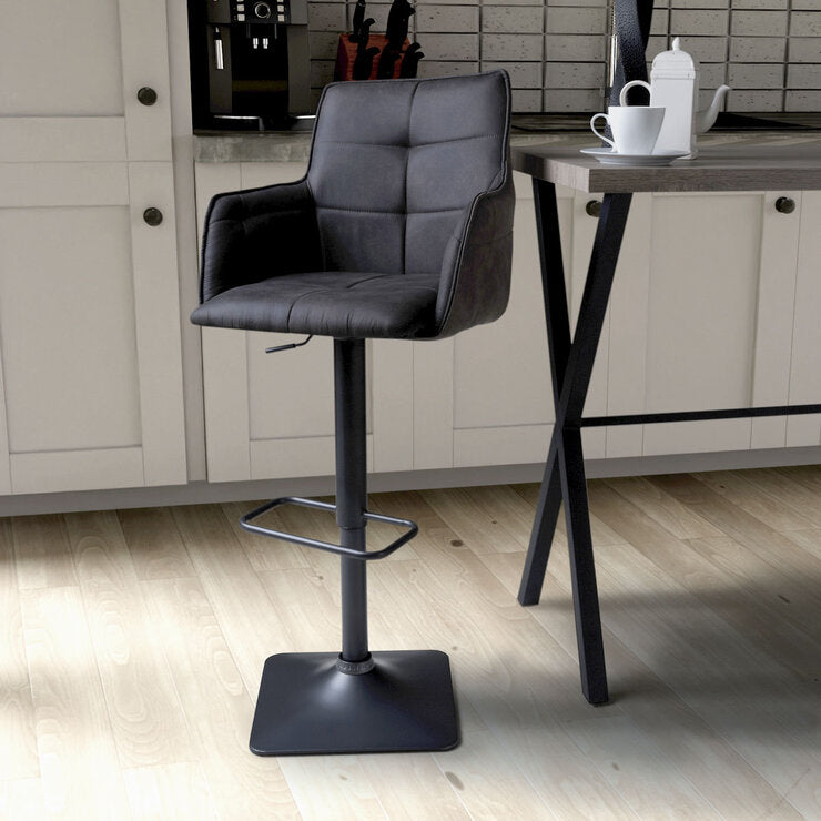 Shankar dark grey fabric bar stool 2 pack, imported from the UK