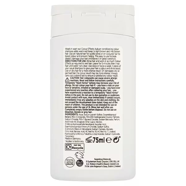 Superdrug Colour Effects Toner Auburn 674 75ml (British brand)