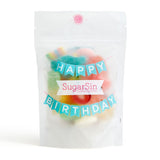 SugarSin Happy Birthday pick n mix letterbox gift in two colours, UK version