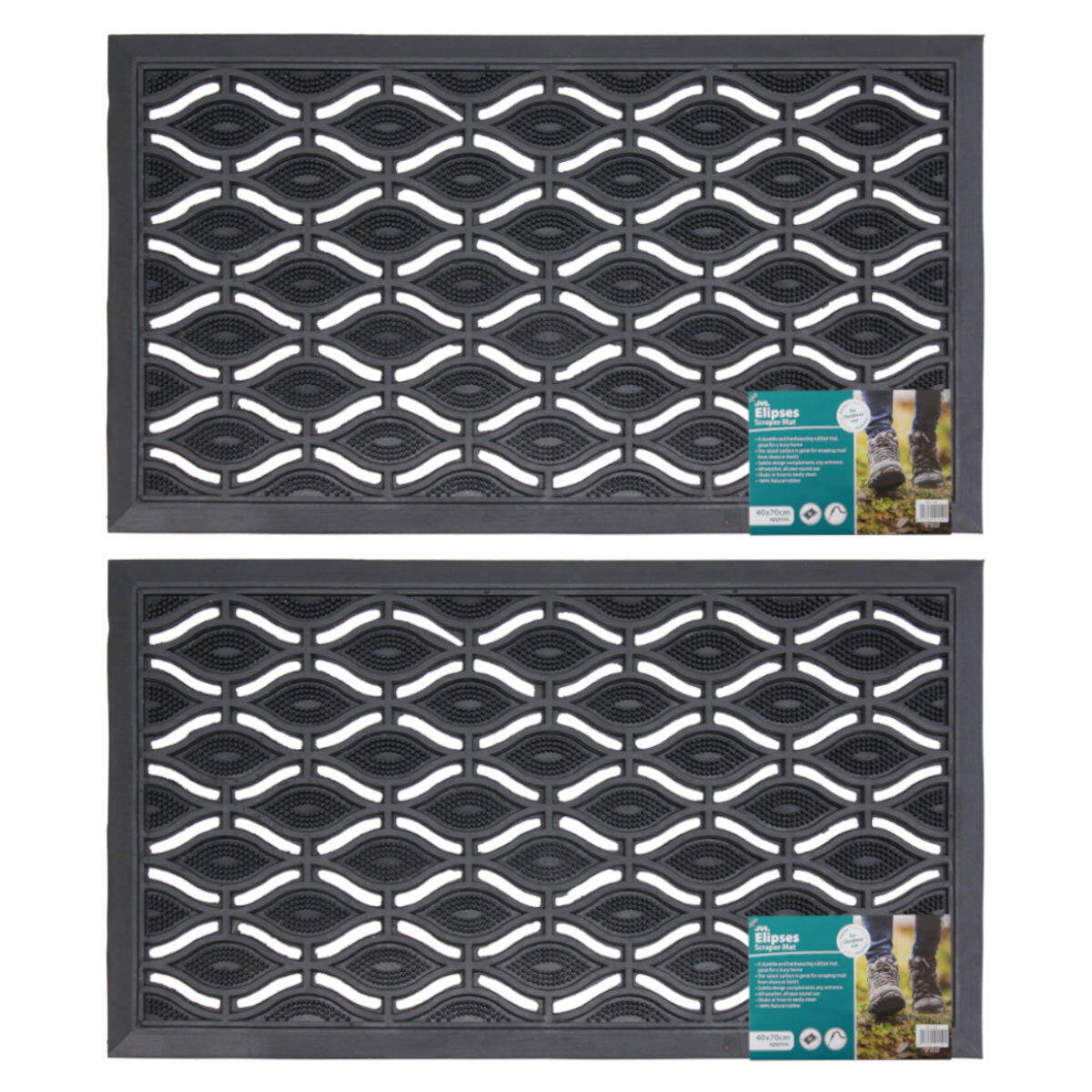 JVL rubber door mat 40x70 cm 2-pack - British product