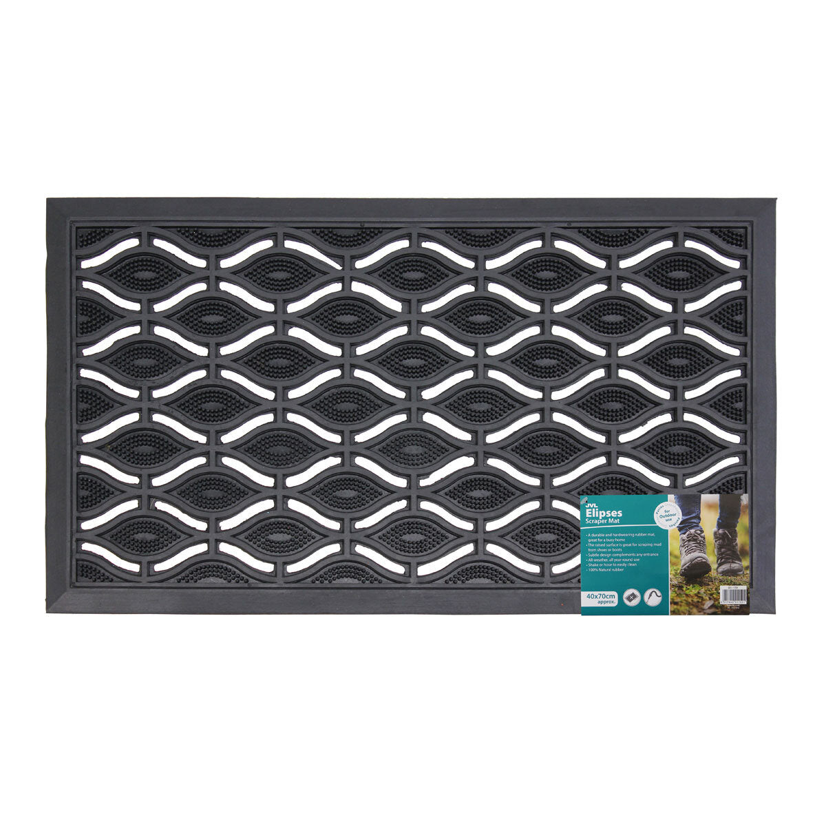 JVL rubber door mat 40x70 cm 2-pack - British product