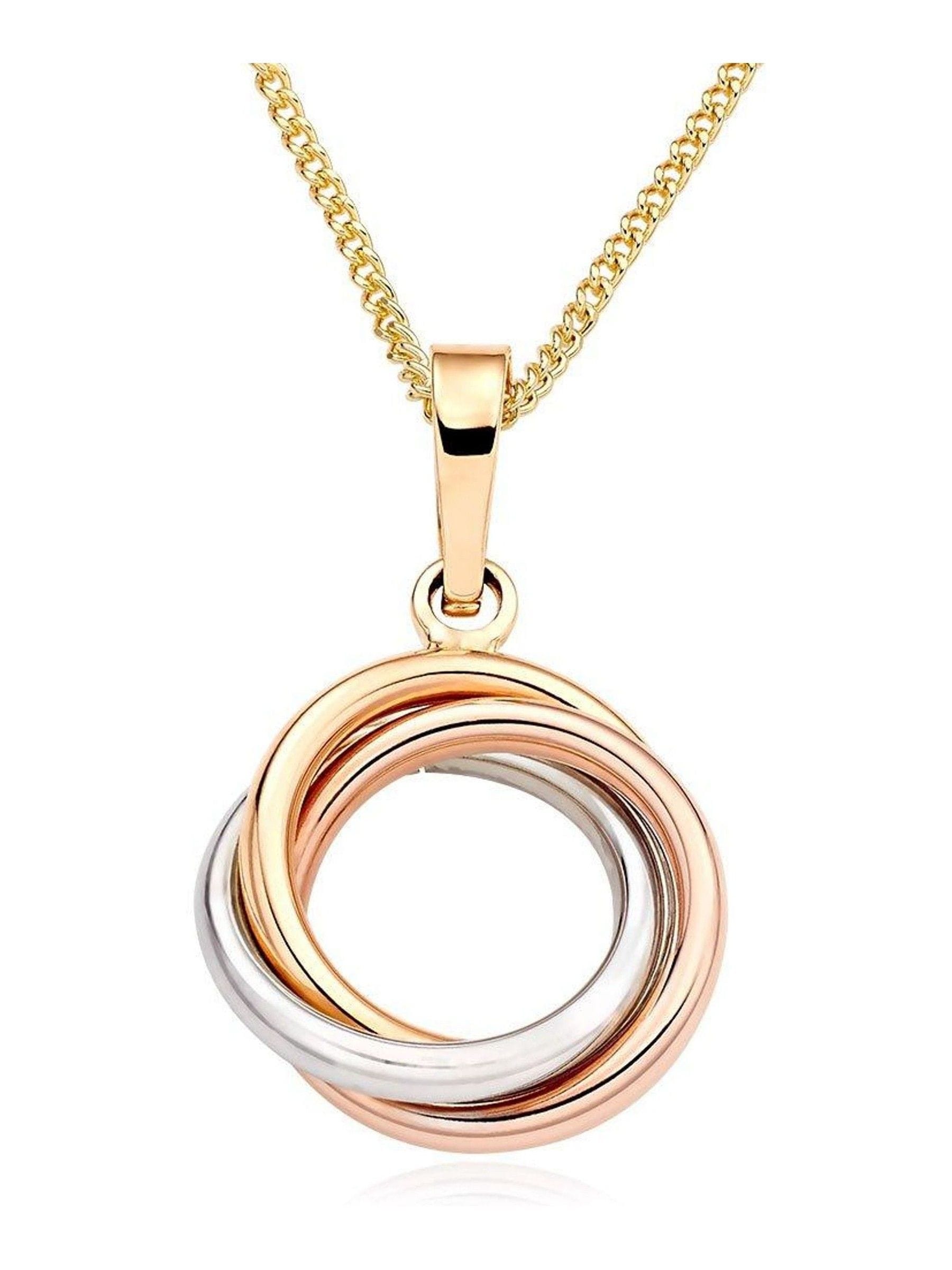 Beaverbrooks 9ct gold three colour circle pendant - British product