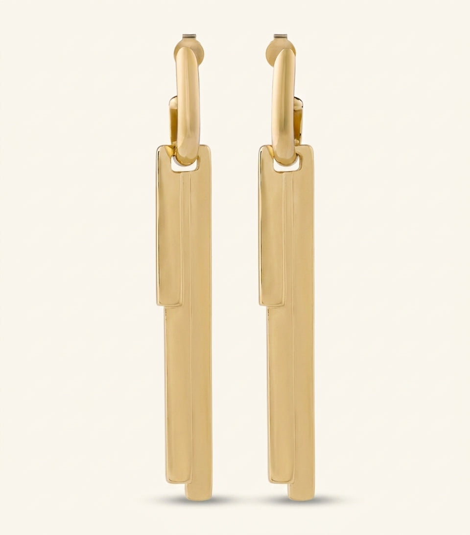Givenchy Tape Drop Earrings distressed brass Paris 1952 - British product