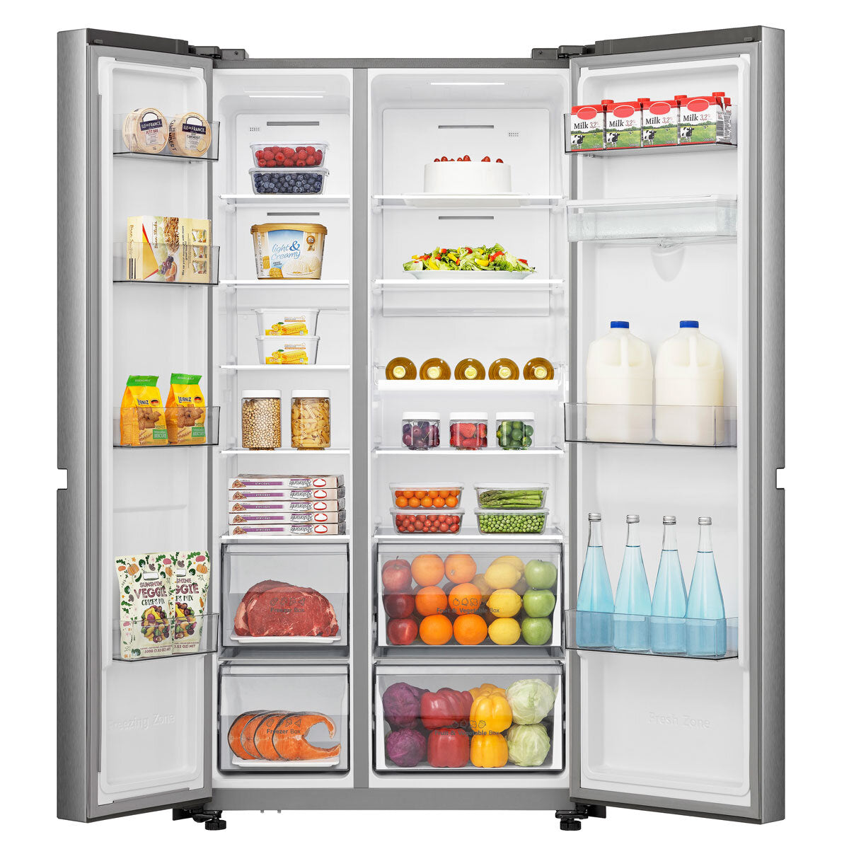 Hisense RS840N4WCE, Side by Side Fridge Freezer with Non Plumbed Water Dispenser, E Rated in Silver GOODS Costco UK