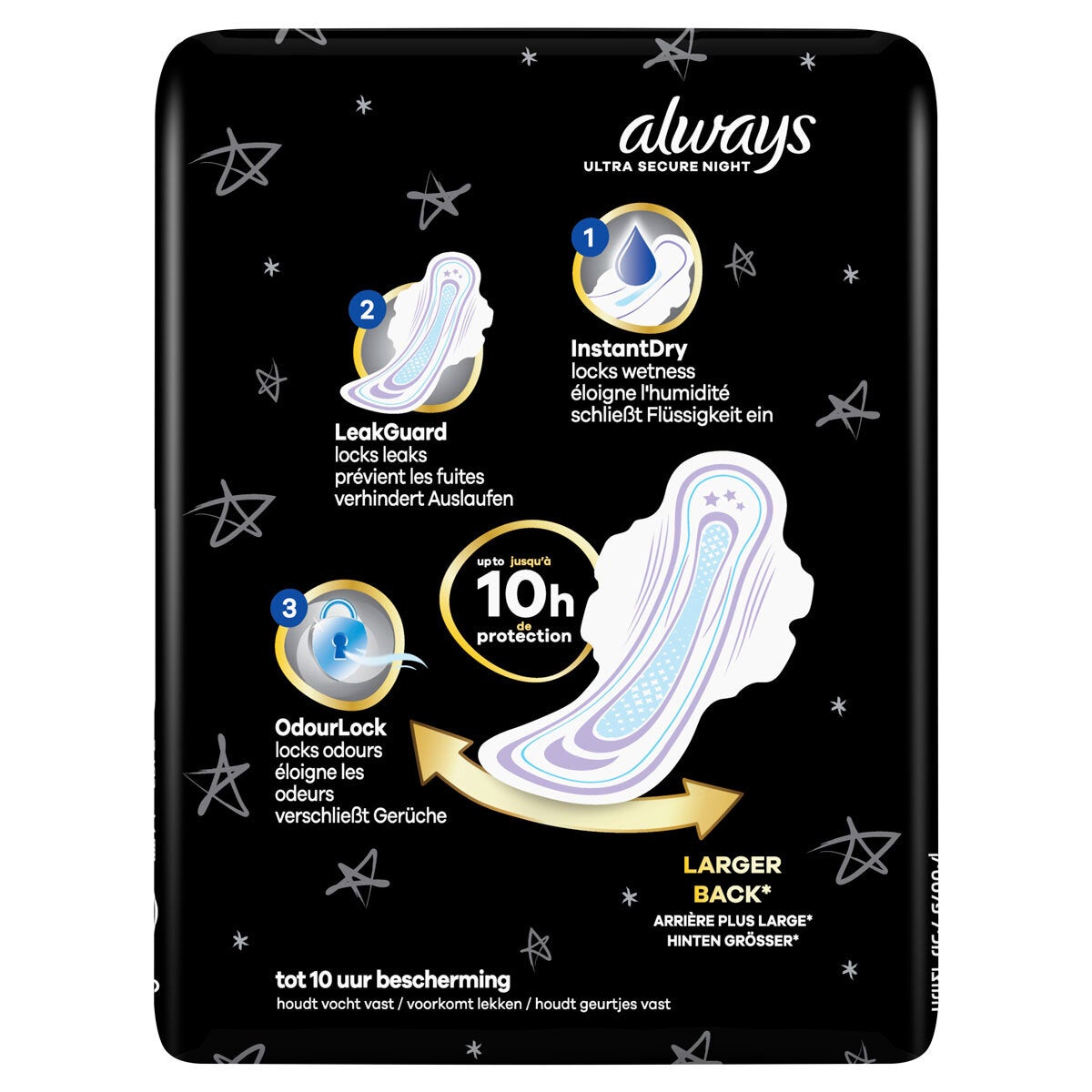 Always Ultra Night Quattro sanitary towels 36 Pack - British product