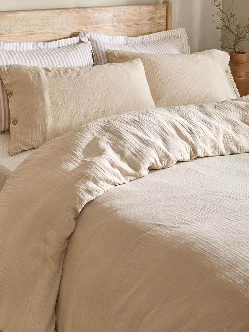Yard Natural Lark Muslin 100% Cotton Duvet Cover and Pillowcase Set