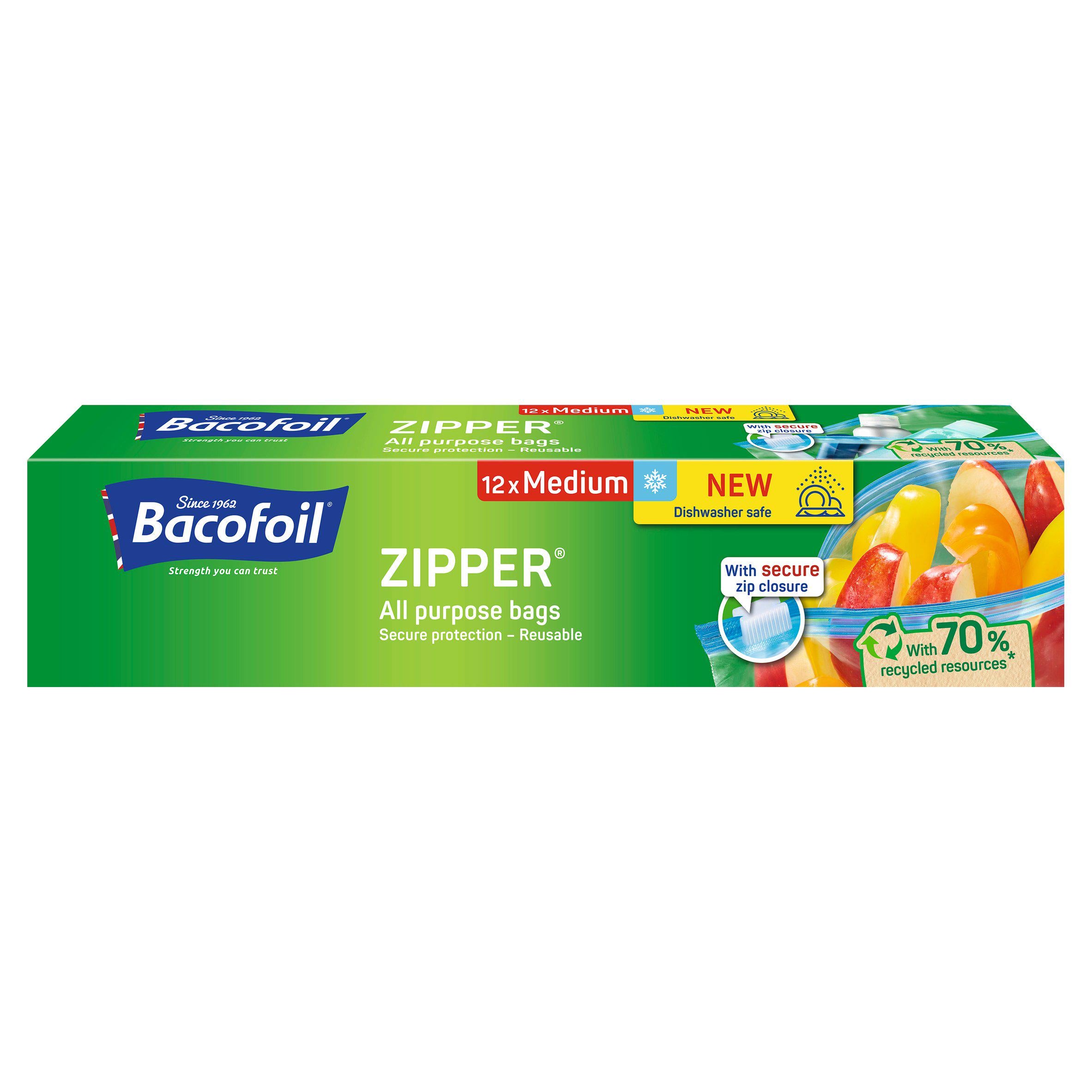 Bacofoil Zipper All Purpose Bags Medium x12 purpose cleaners Sainsburys   