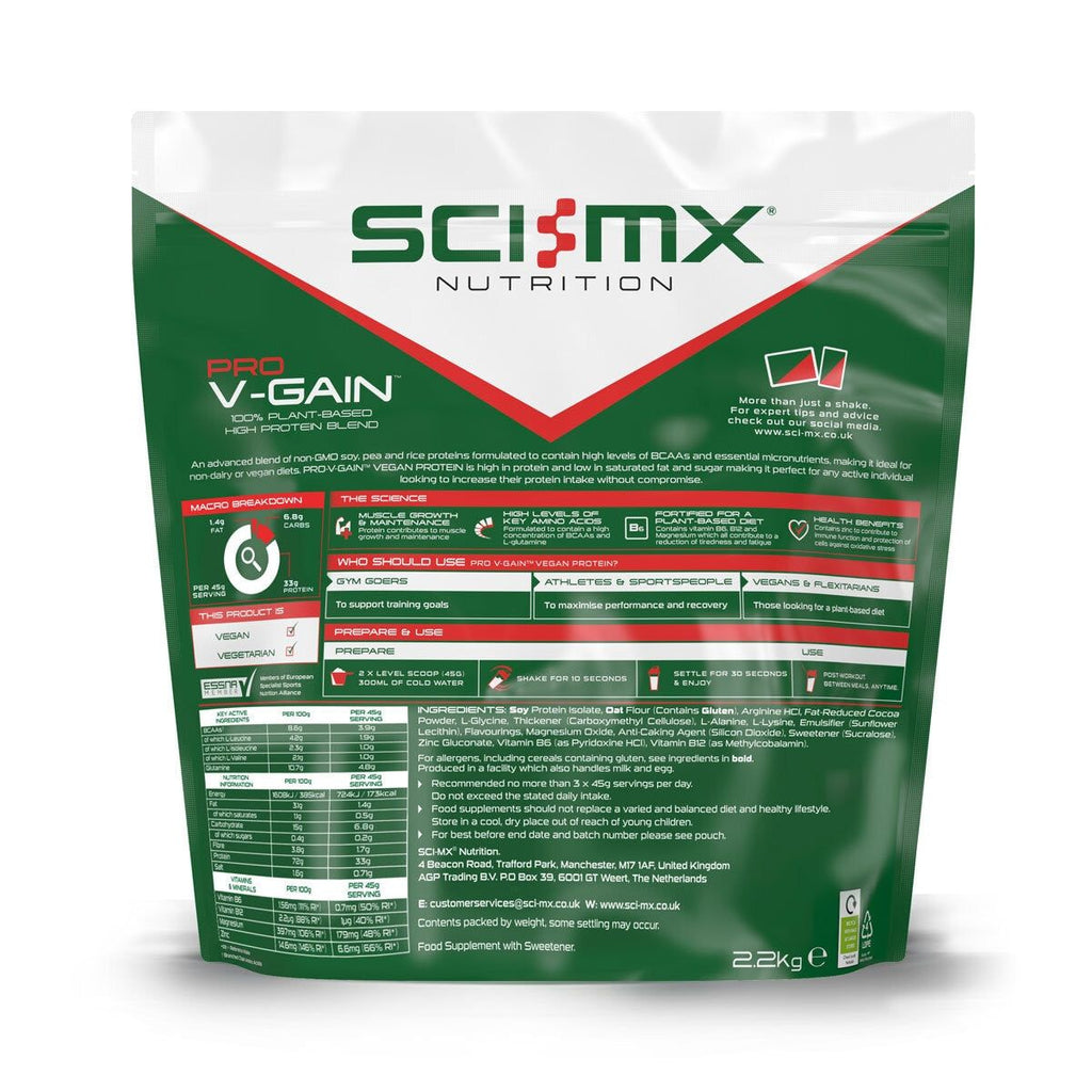 Sci-MX Nutrition PRO V-GAIN Plant Chocolate Protein Powder, 2.2kg