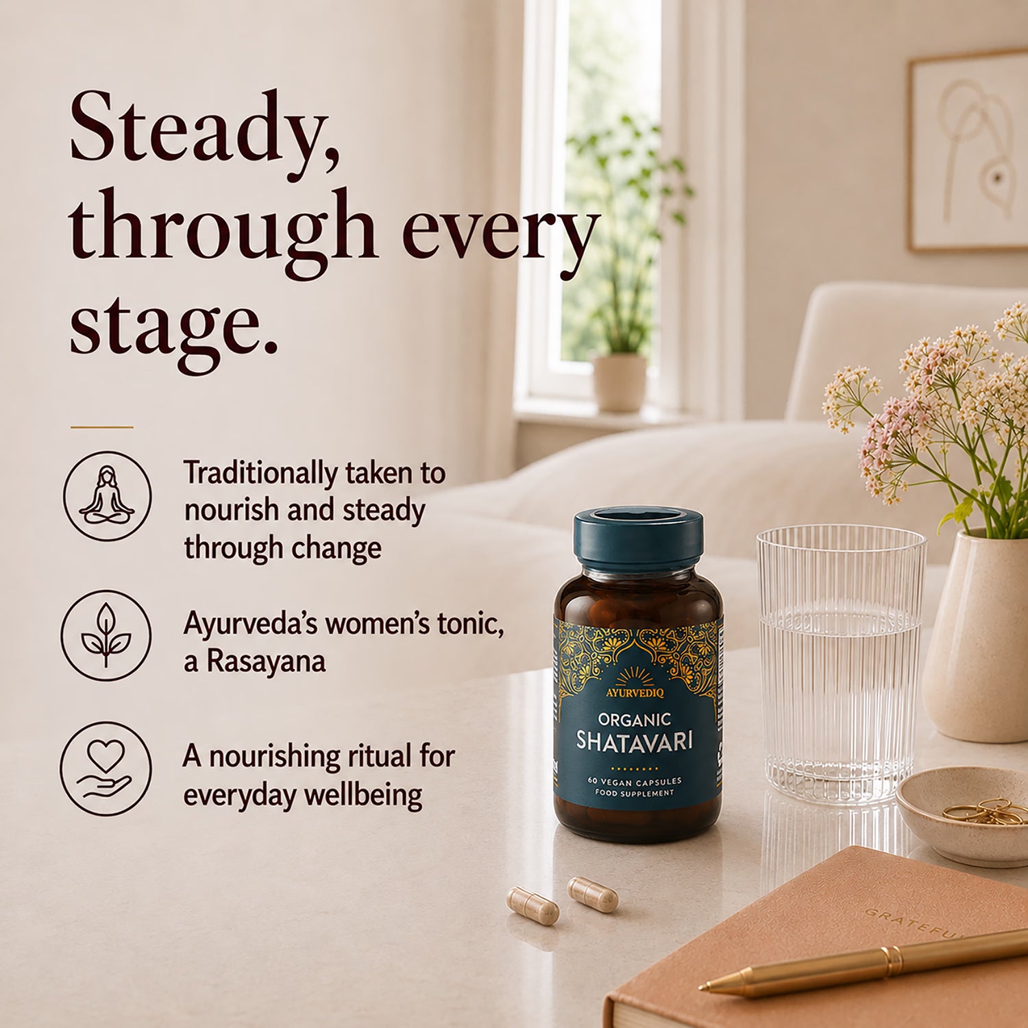 Ayurvediq organic shatavari capsules 60 - British product