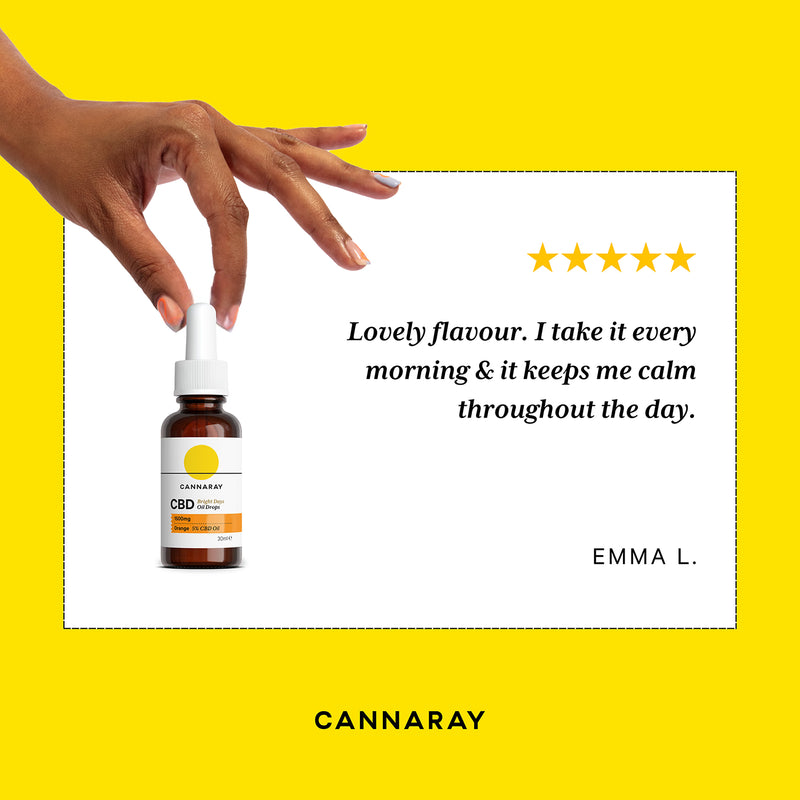 Cannaray CBD oil drops orange flavour 1500mg 30ml, imported from the UK