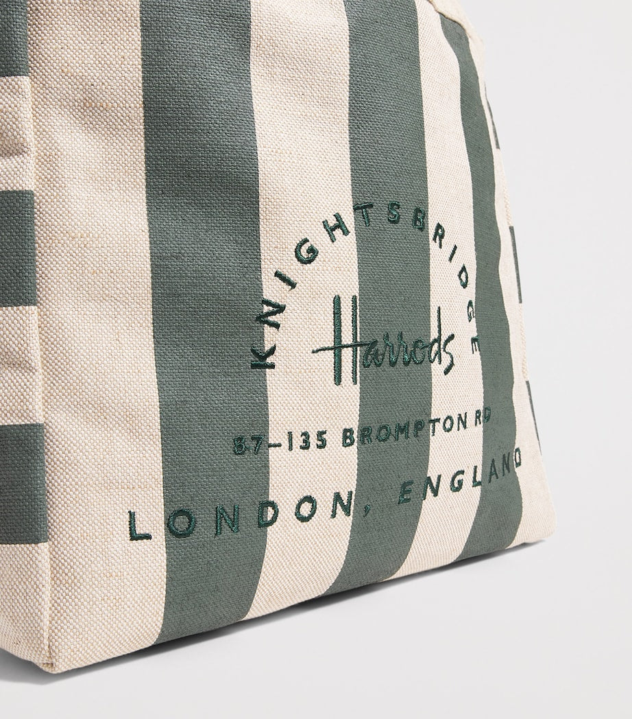 Harrods large jute striped logo tote bag - British product