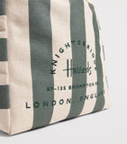 Harrods large jute striped logo tote bag - British product