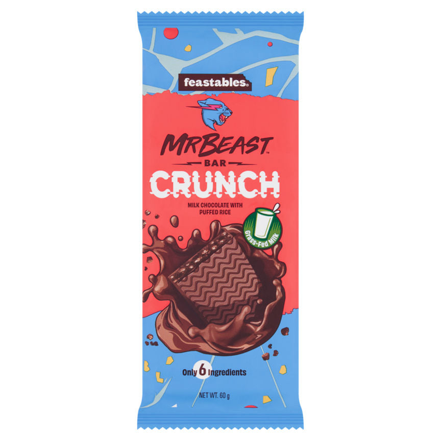 Feastables MrBeast Bar Crunch Milk Chocolate with Puffed Rice 60g