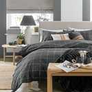 Argos Grid Check Grey Super King Duvet Cover and Pillowcase Set - British product