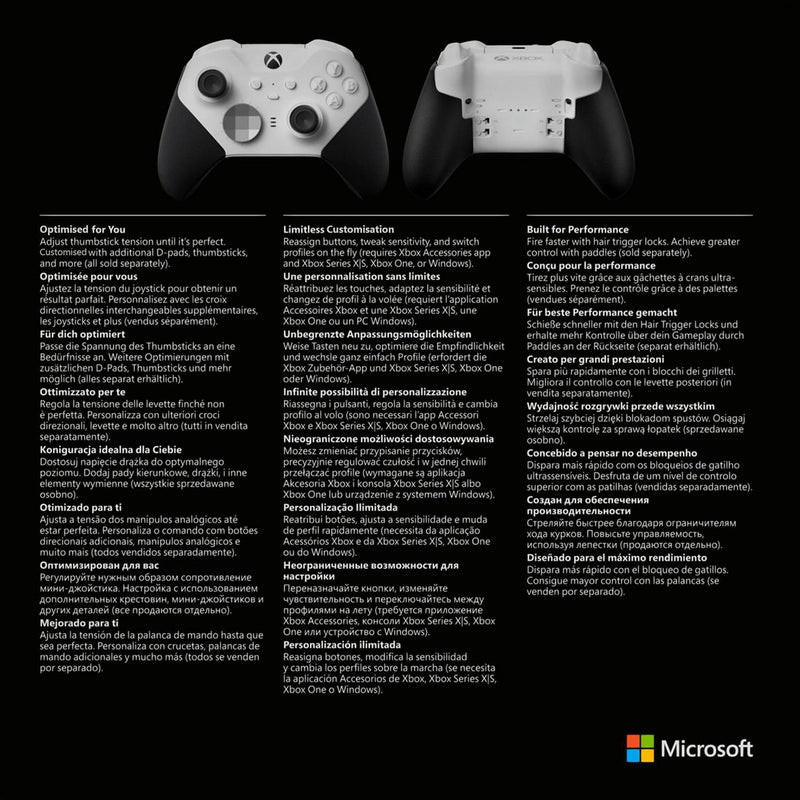 Xbox Elite Wireless Controller Series 2 Core White gaming controller (British brand)