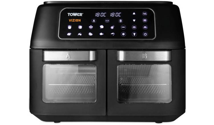 Tower Vortx Vizion dual air fryer oven black 11L, UK version