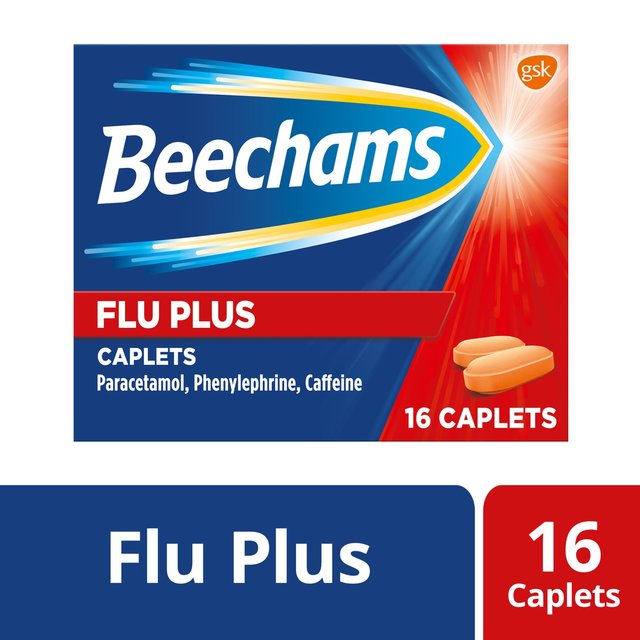 Beechams Flu Plus Cold Flu & Cough Relief with Paracetamol Caplets   16 per pack GOODS M&S   