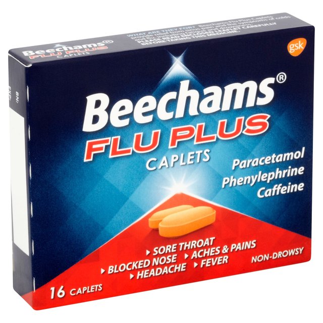 Beechams Flu Plus Cold Flu & Cough Relief with Paracetamol Caplets   16 per pack GOODS M&S   