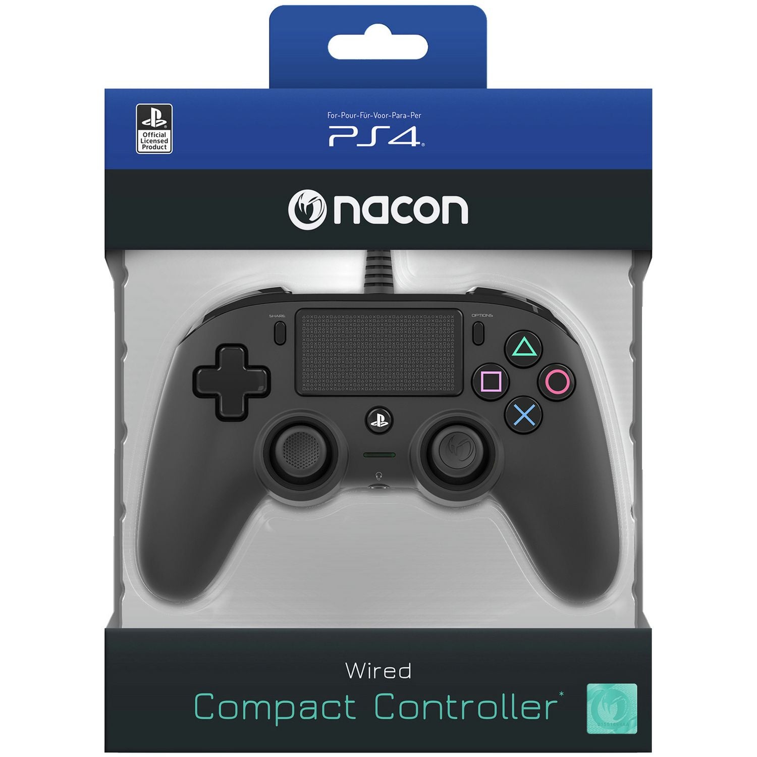 Nacon PS4 wired compact controller black (British brand)