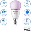 Philips Wiz E14 Colour Smart LED Wi-Fi Mini Globe light bulb, imported from the UK