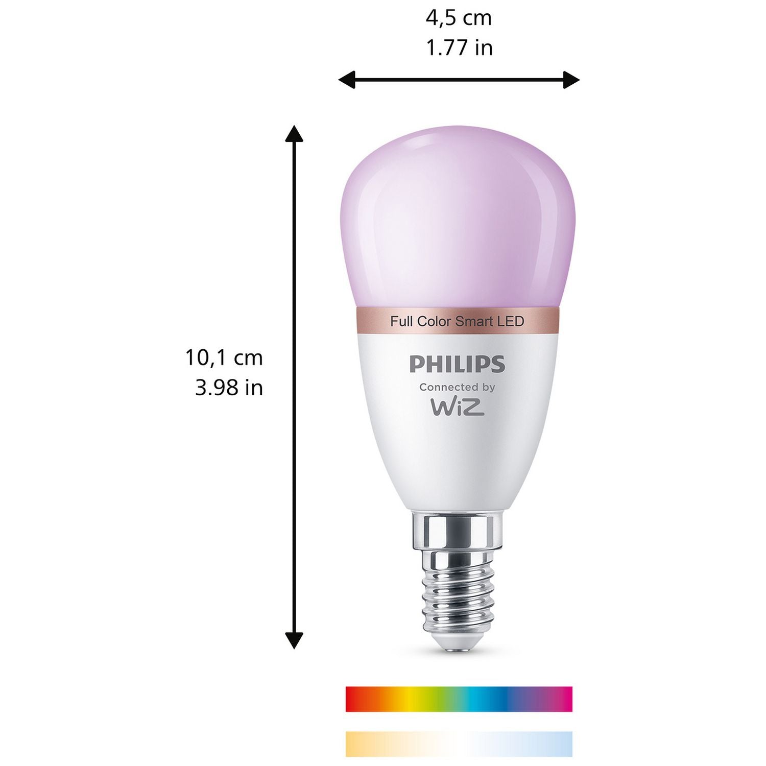Philips Wiz E14 Colour Smart LED Wi-Fi Mini Globe light bulb, imported from the UK