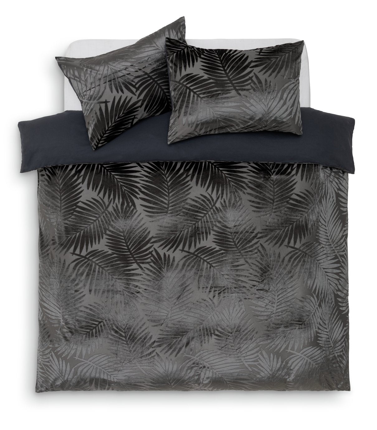 Habitat velvet duvet set charcoal feather design double, UK version