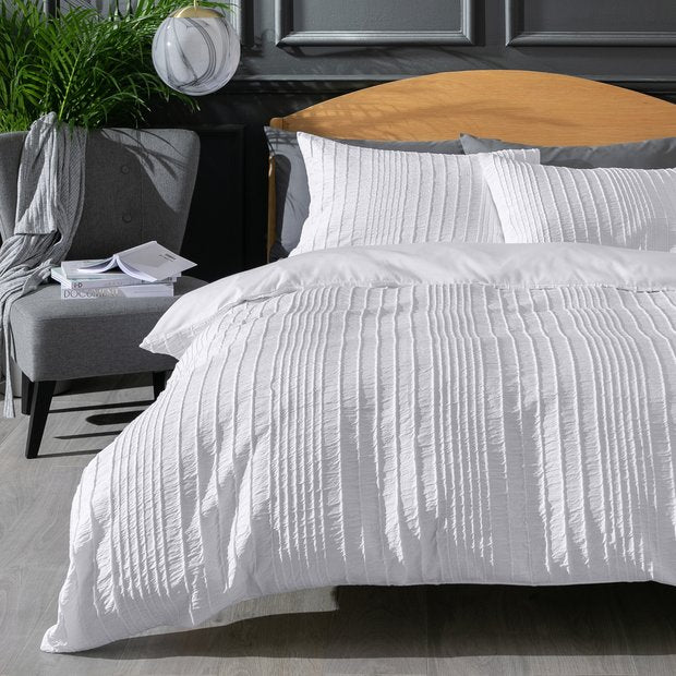 Argos Home Crinkle White Bedding Set - Superking
