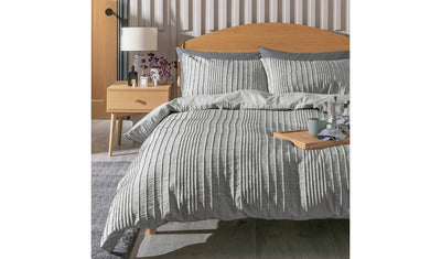 Argos Argos Home Crinkle Grey Duvet Cover Set Superking- Buy online at McGrocer