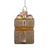 Gold opening present Christmas ornament with lid, 4x5x5cm (British brand)