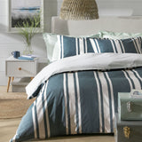 Habitat cotton coastal stripe blue duvet cover set king size, UK version