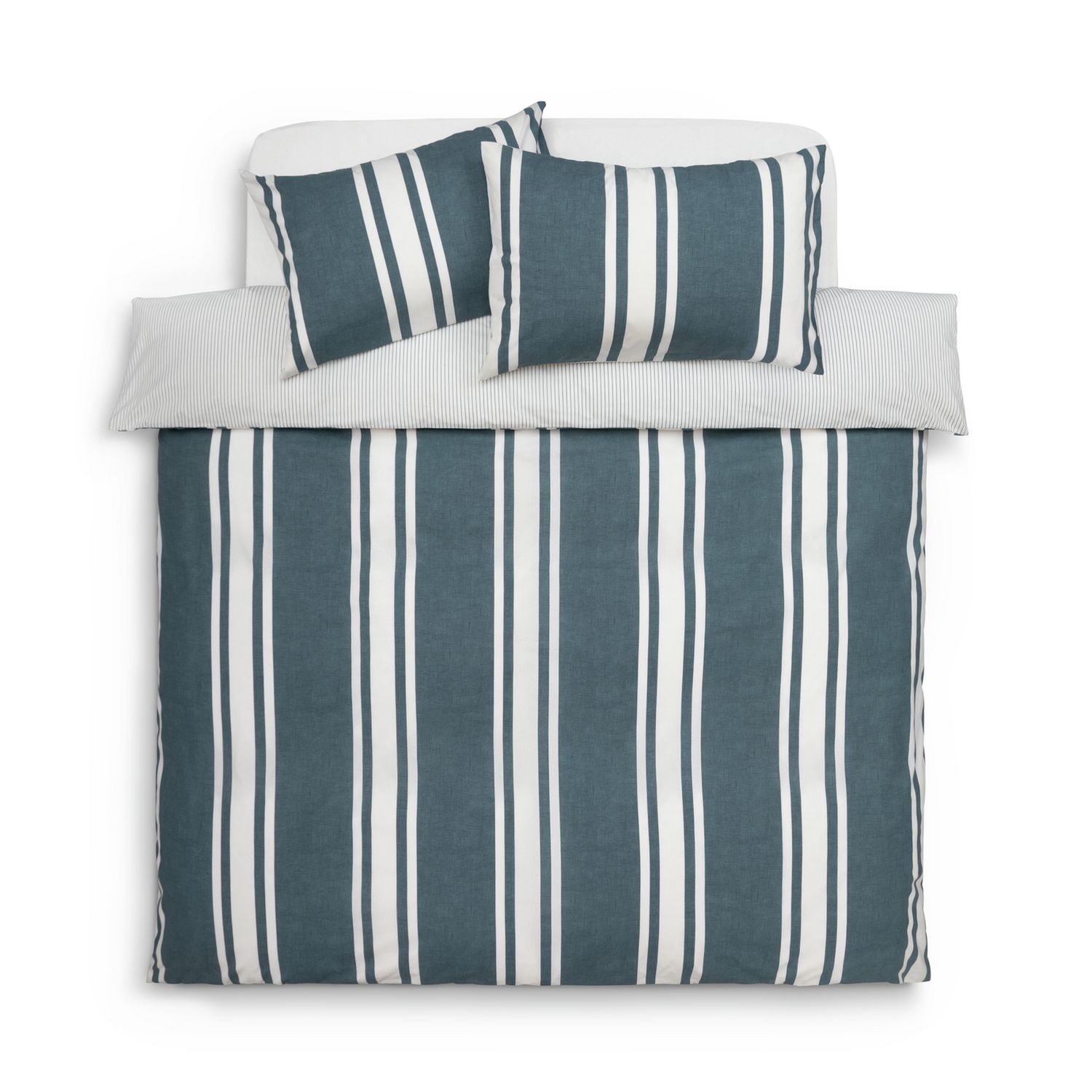 Habitat cotton coastal stripe blue duvet cover set king size, UK version