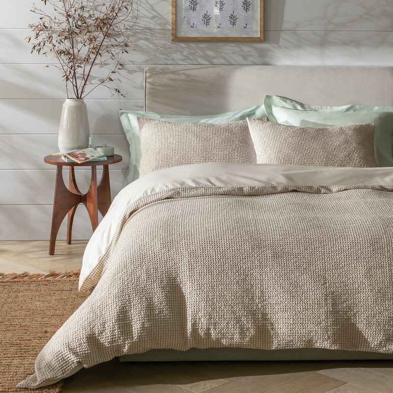 Habitat cotton contrast waffle beige bedding set king size, UK version