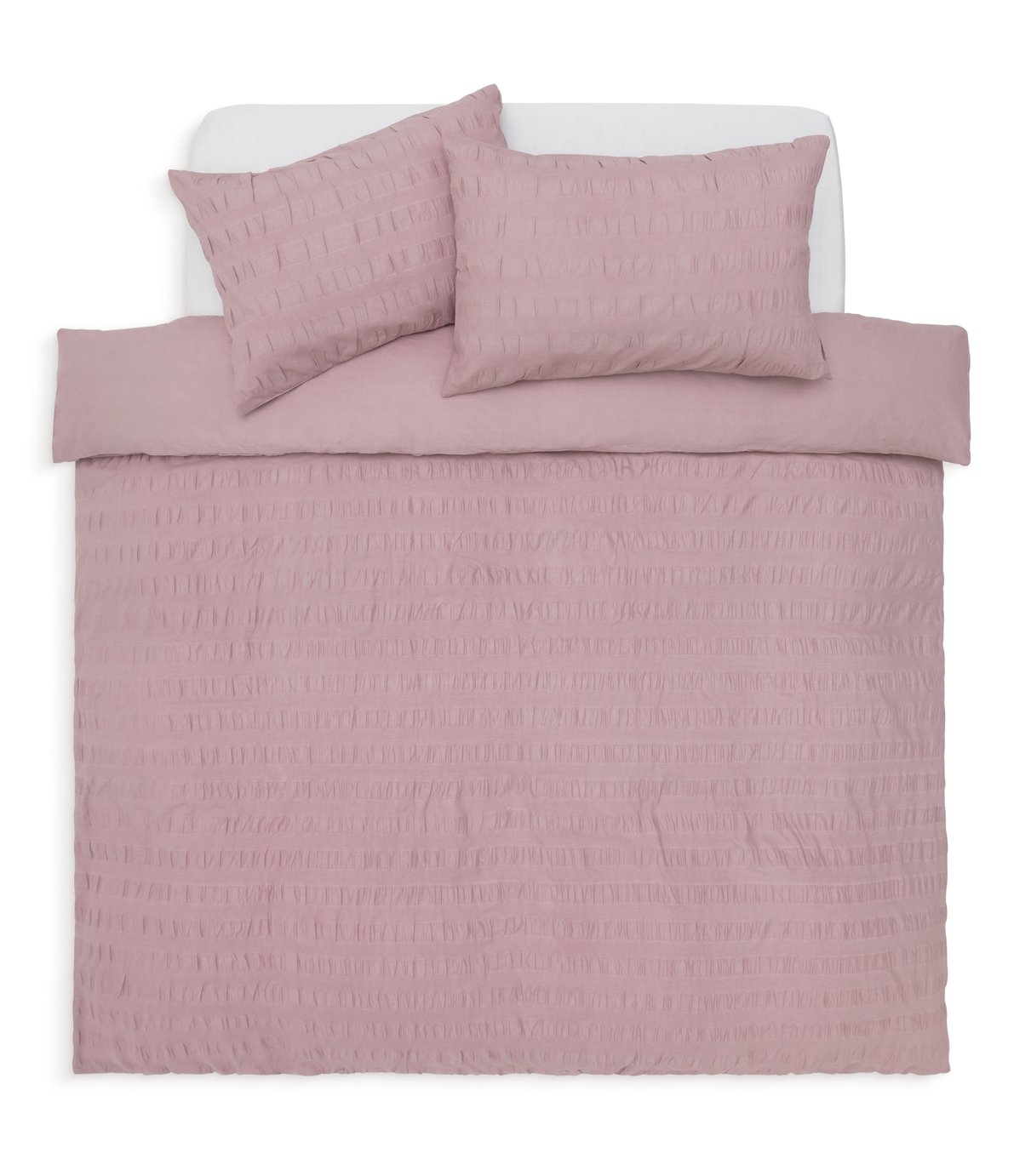 Habitat Seersucker Wide Stripe Lilac Duvet Cover Set Double, UK version