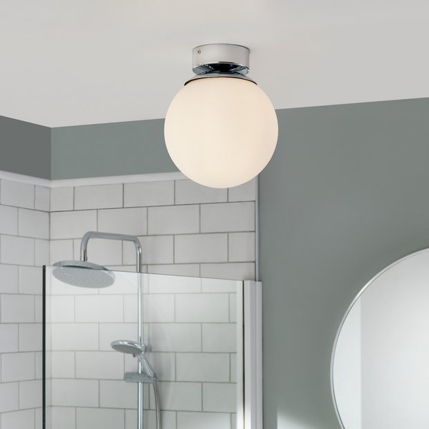 Habitat opal glass white bathroom flush ceiling light, UK version