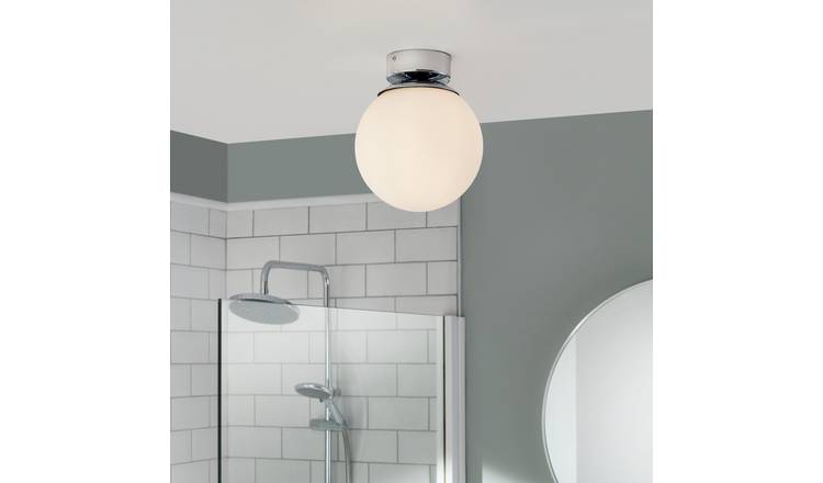 Habitat opal glass white bathroom flush ceiling light, UK version