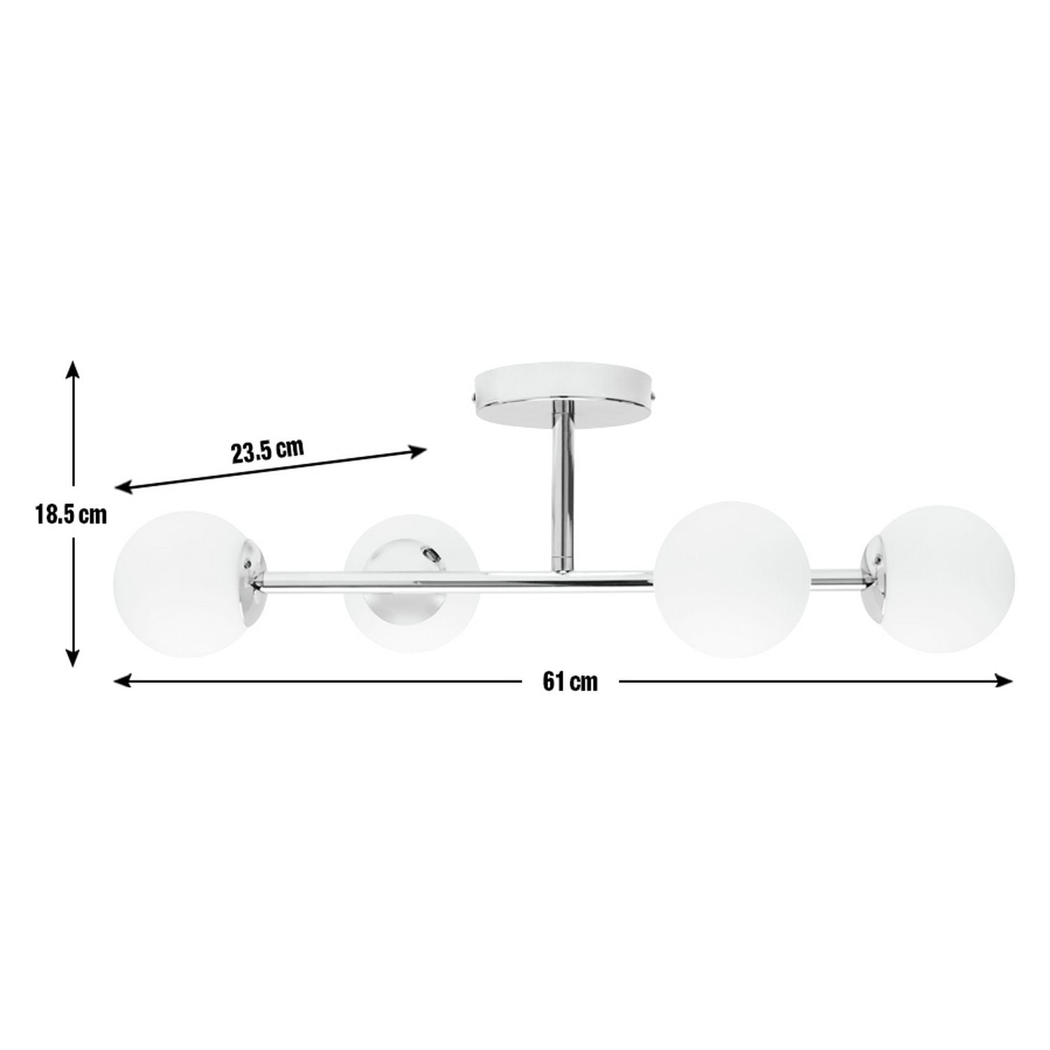 Habitat chrome bathroom ceiling light with four glass globes - British product