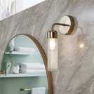 Habitat Gold Ribbed Metal Bathroom Wall Light H28cm W12.5cm, UK version