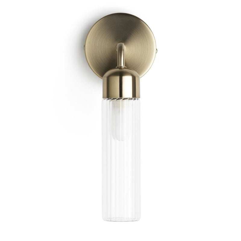 Habitat Gold Ribbed Metal Bathroom Wall Light H28cm W12.5cm, UK version