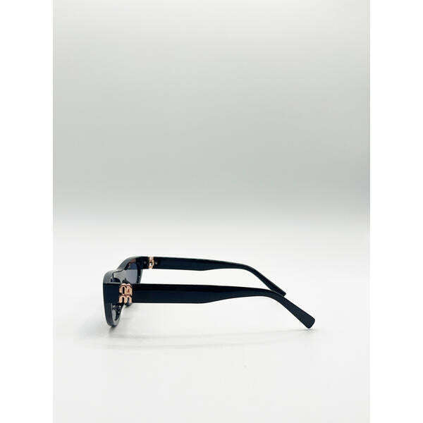 SVNX retro oval sunglasses in black (British brand)