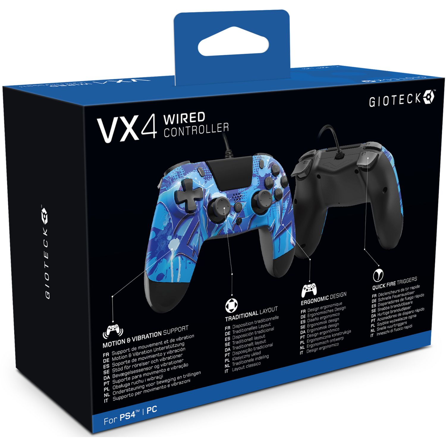 Gioteck wired controller multicoloured for PS4, imported from the UK