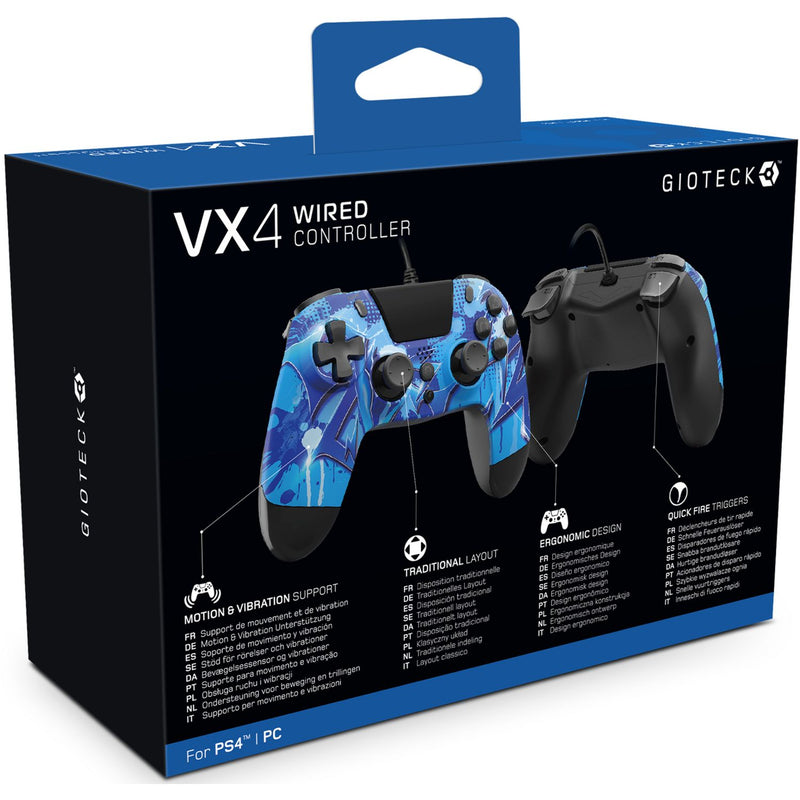 Gioteck wired controller multicoloured for PS4, imported from the UK