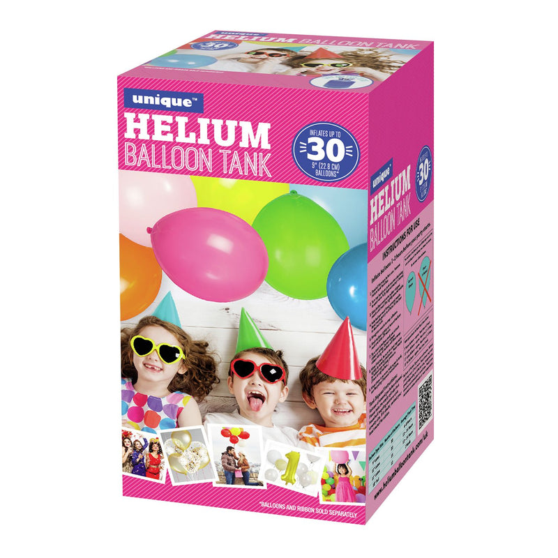 Unique Party helium canister for 30 balloons, imported from the UK