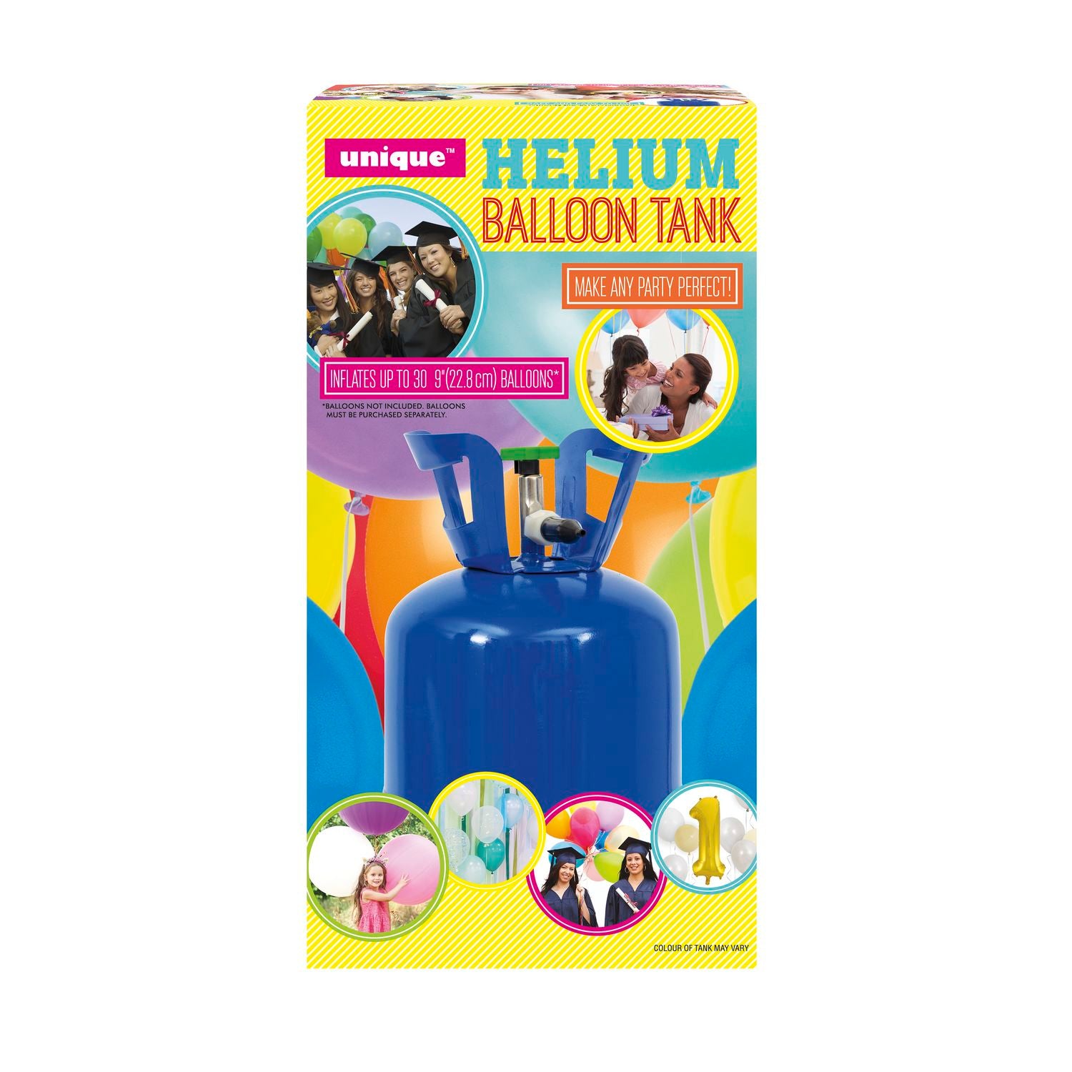 Unique Party helium canister for 30 balloons, imported from the UK