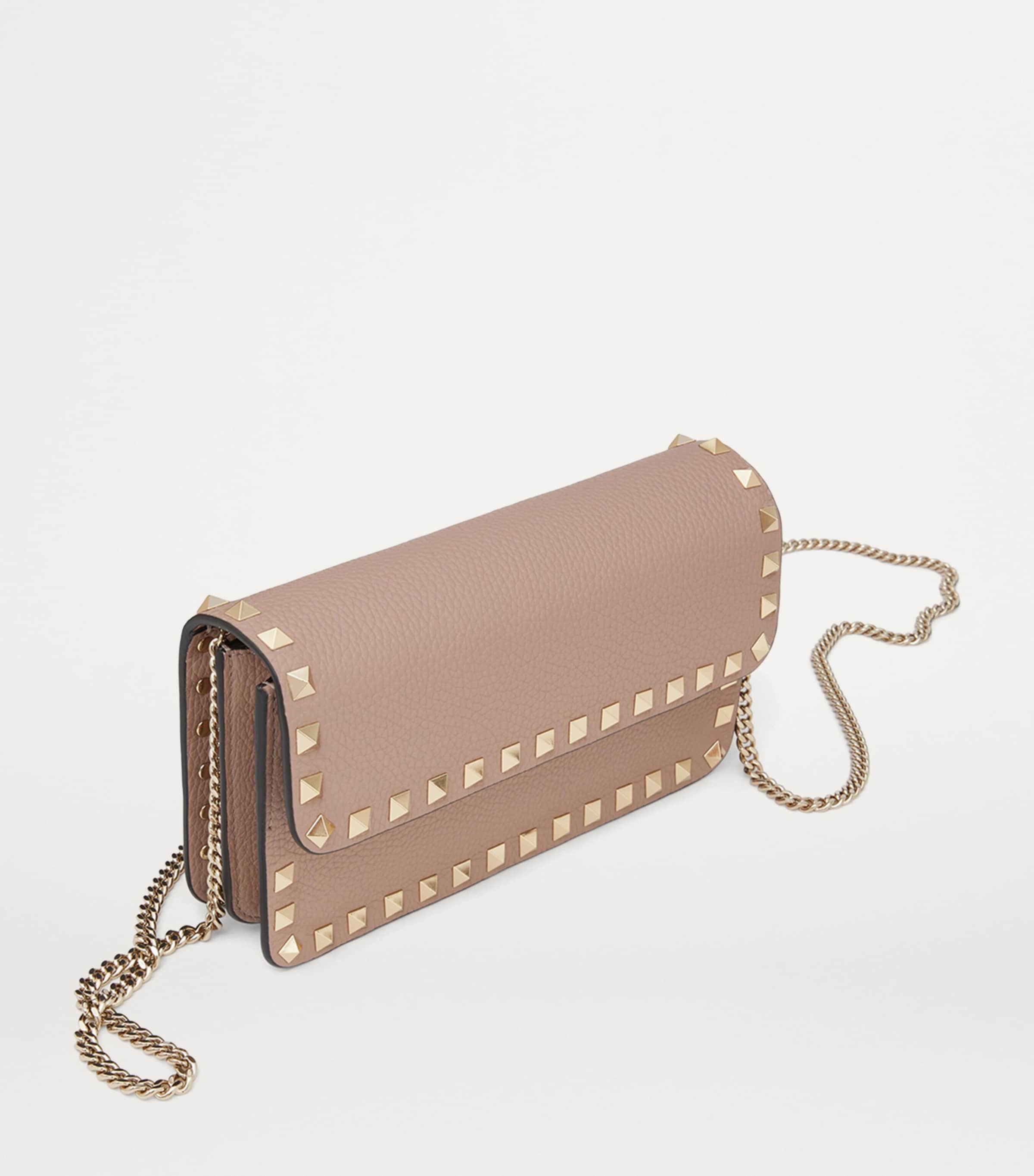 Valentino Garavani Rockstud chain wallet leather, UK version