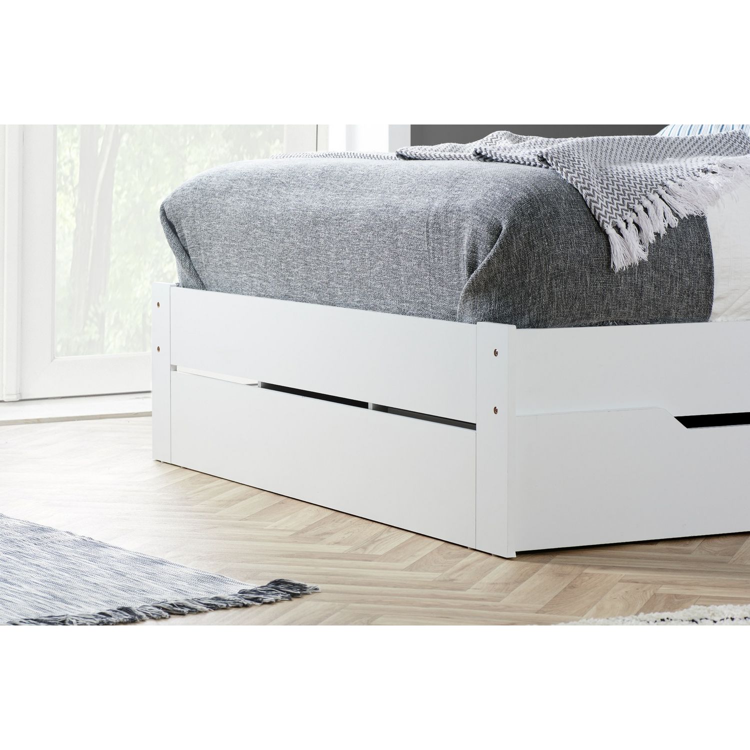 Birlea Alfie Double Storage Bed Frame in White - British product