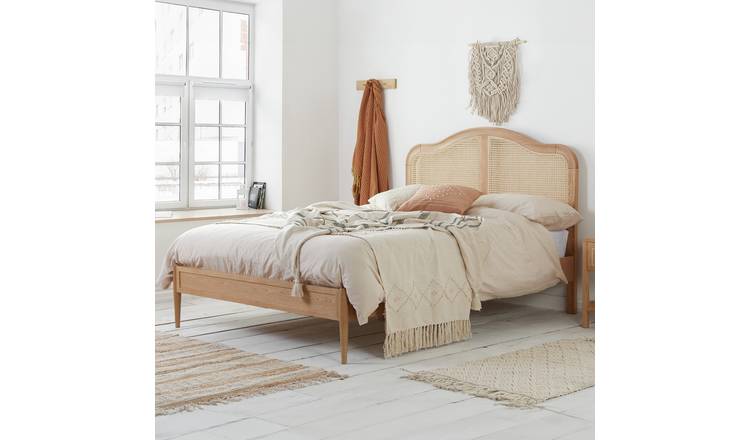 Birlea Oak Rattan Bed Frame Double - British product