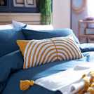 Habitat Geo Tufted Cushion yellow and white 60x30cm, UK version
