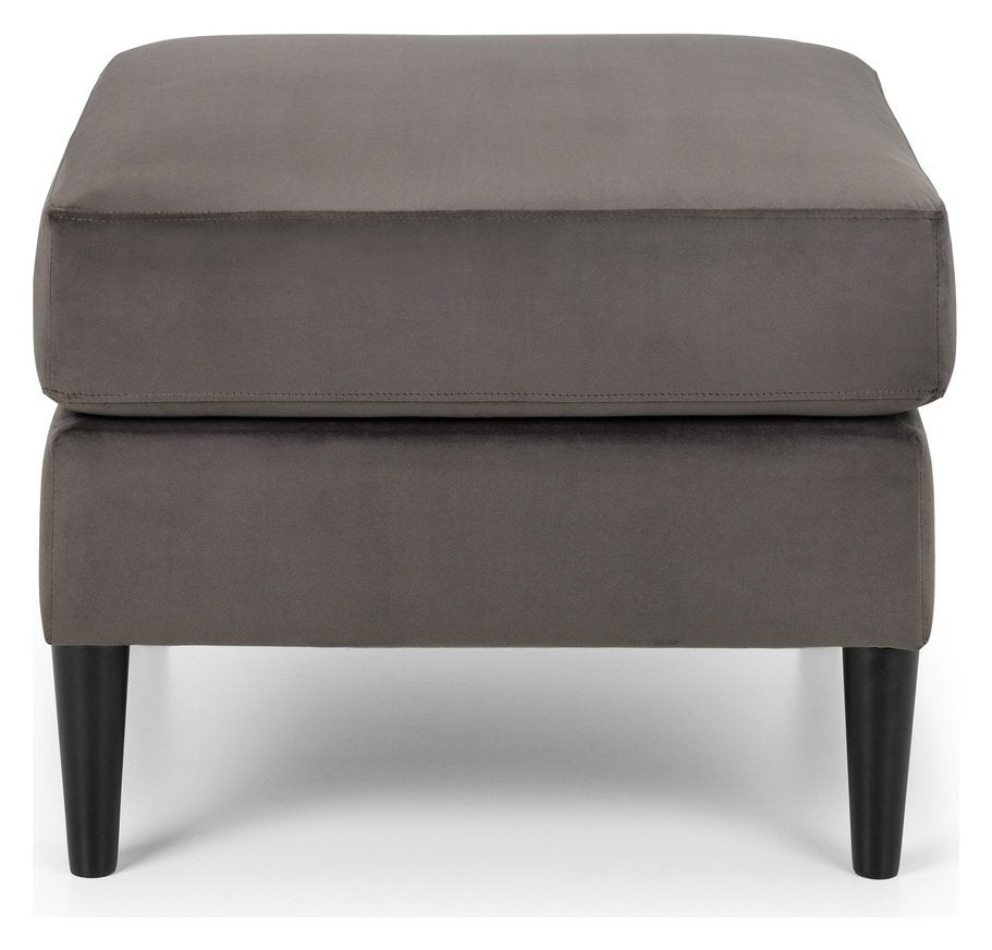 Julian Bowen Hayward velvet ottoman footstool in grey, 67cm wide, UK version