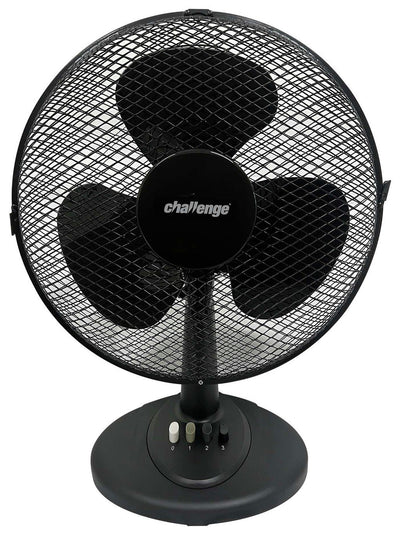Ventilateur de bureau oscillant noir Challenge 12 pouces